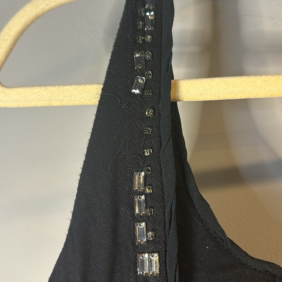 Black slinky bar top- backless tank top with bed embellishment - Picture 5 of 11